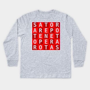 Red Checkered Sator Square Kids Long Sleeve T-Shirt